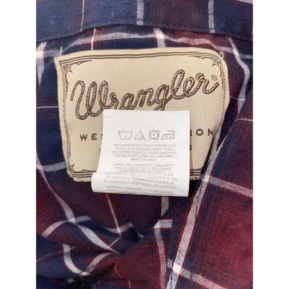 Wrangler-Mens Long Sleeve Western Pearl Snap Shirt, XL Plaid - Picture 7 of 7